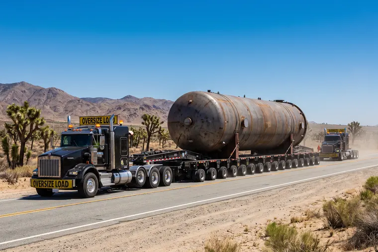 Refinery vessel superload under escort